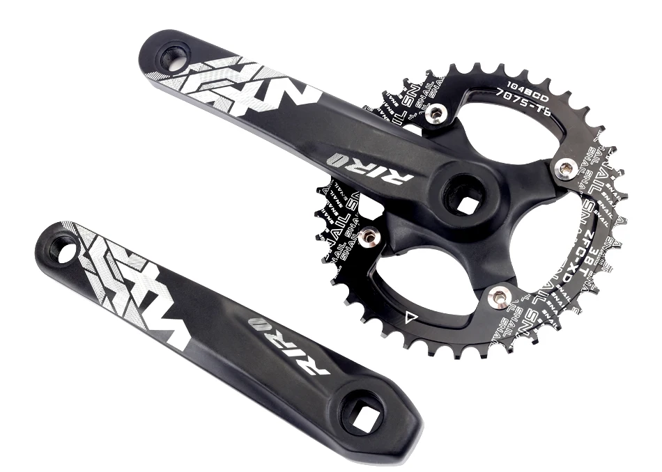 GOLDIX Square Hole Bicycle Crankset Aluminum Alloy MTB Crank 165/170/175mm Length Narrow Wide Teeth 104BCD 32/34/36/38/40/42T