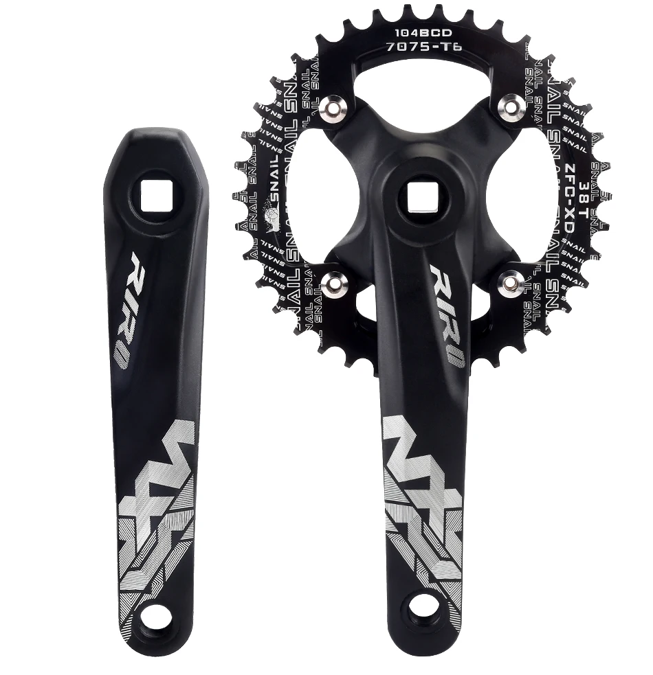 GOLDIX Square Hole Bicycle Crankset Aluminum Alloy MTB Crank 165/170/175mm Length Narrow Wide Teeth 104BCD 32/34/36/38/40/42T
