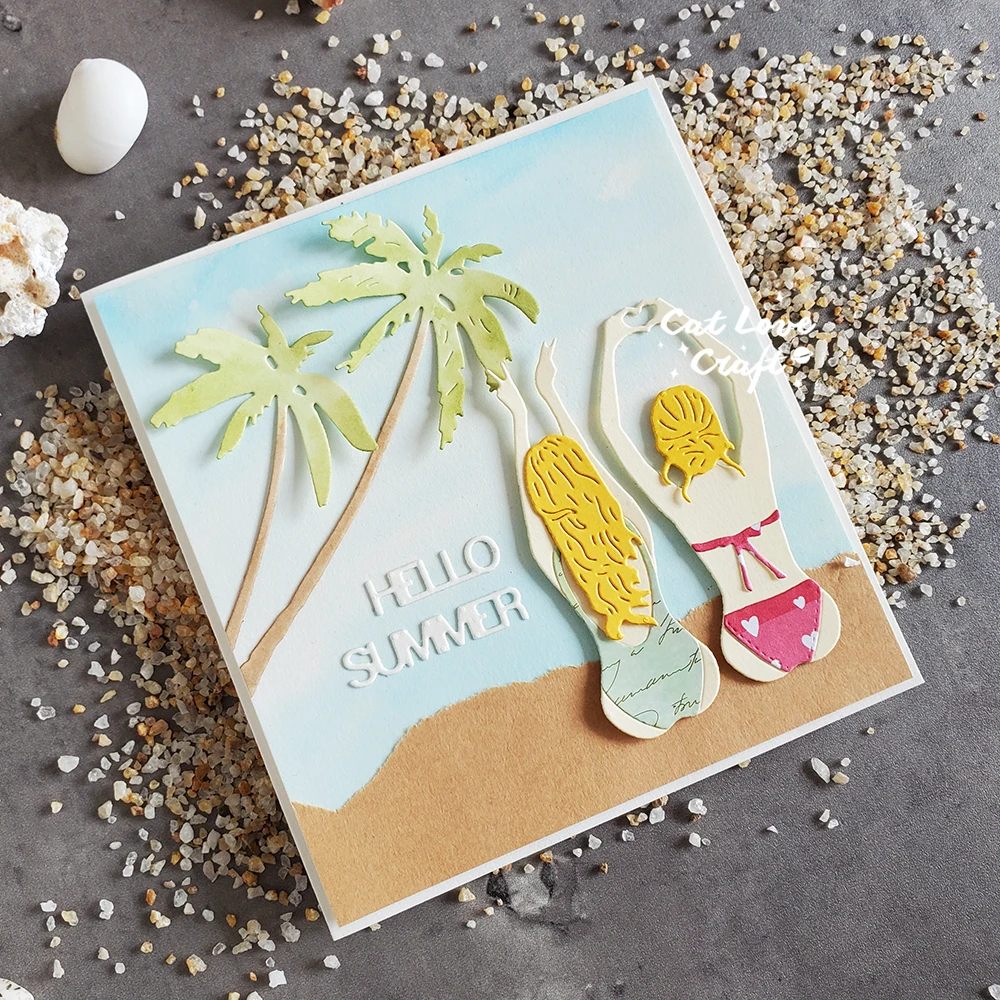 Catlove Summer Back silhouette Metal Cutting Dies Scrapbooking Mold Stencil Die Cuts Card Making DIY Craft Embossing New Dies