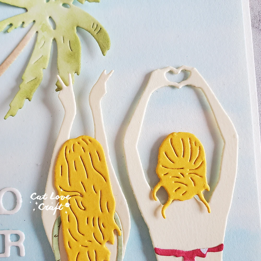 Catlove Summer Back silhouette Metal Cutting Dies Scrapbooking Mold Stencil Die Cuts Card Making DIY Craft Embossing New Dies