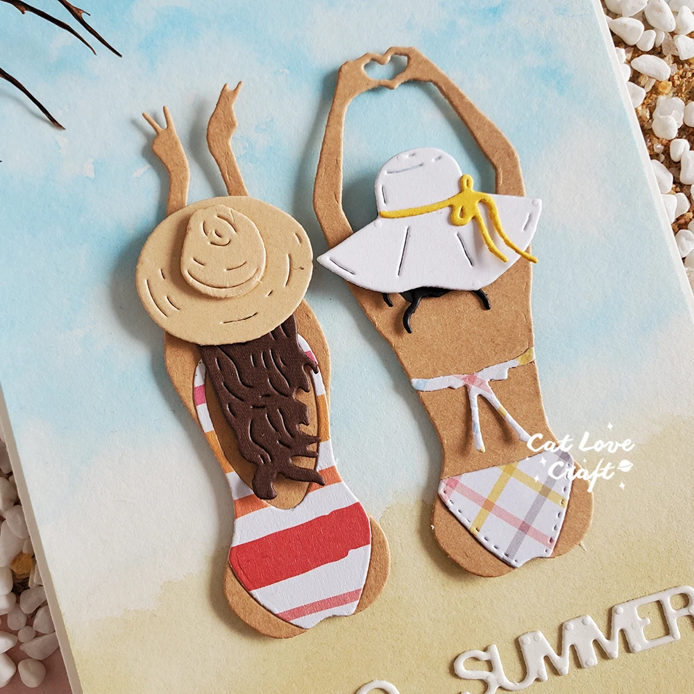 Catlove Summer Back silhouette Metal Cutting Dies Scrapbooking Mold Stencil Die Cuts Card Making DIY Craft Embossing New Dies