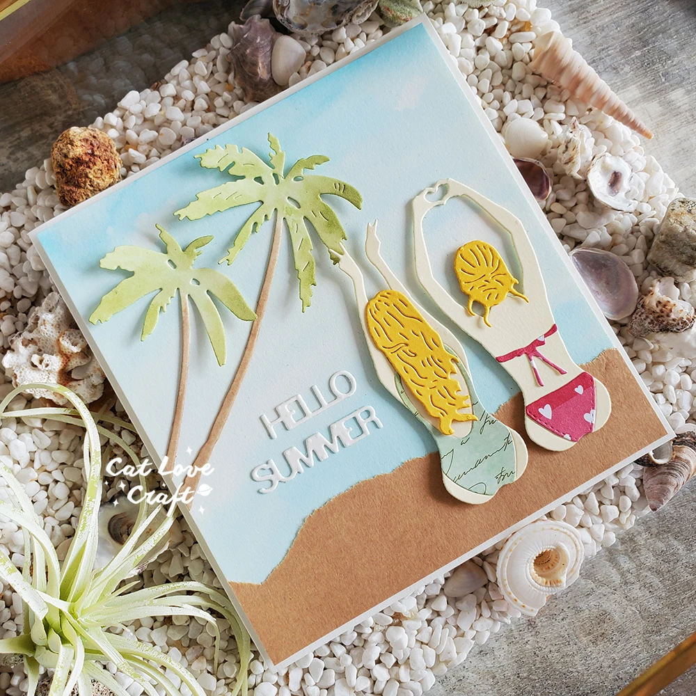 Catlove Summer Back silhouette Metal Cutting Dies Scrapbooking Mold Stencil Die Cuts Card Making DIY Craft Embossing New Dies