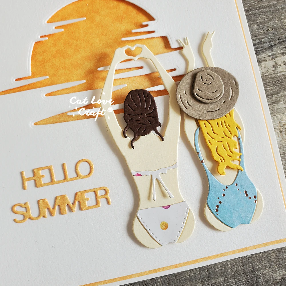 Catlove Summer Back silhouette Metal Cutting Dies Scrapbooking Mold Stencil Die Cuts Card Making DIY Craft Embossing New Dies