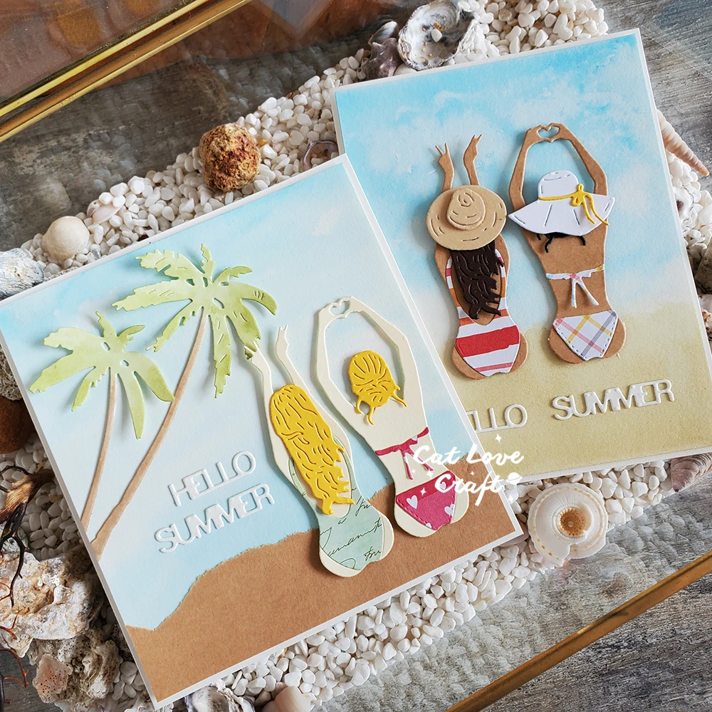 Catlove Summer Back silhouette Metal Cutting Dies Scrapbooking Mold Stencil Die Cuts Card Making DIY Craft Embossing New Dies