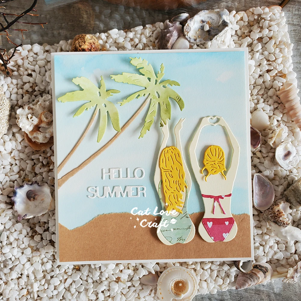 Catlove Summer Back silhouette Metal Cutting Dies Scrapbooking Mold Stencil Die Cuts Card Making DIY Craft Embossing New Dies