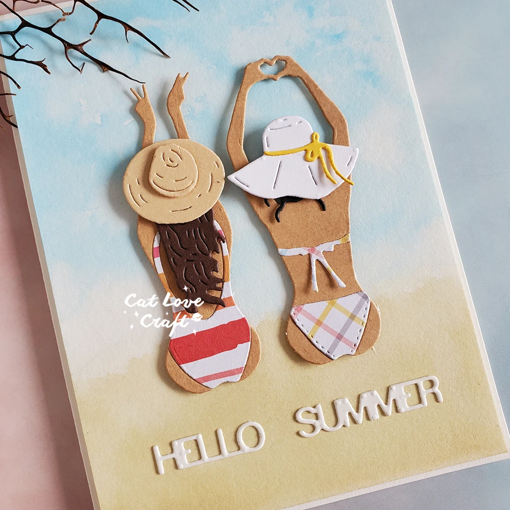 Catlove Summer Back silhouette Metal Cutting Dies Scrapbooking Mold Stencil Die Cuts Card Making DIY Craft Embossing New Dies