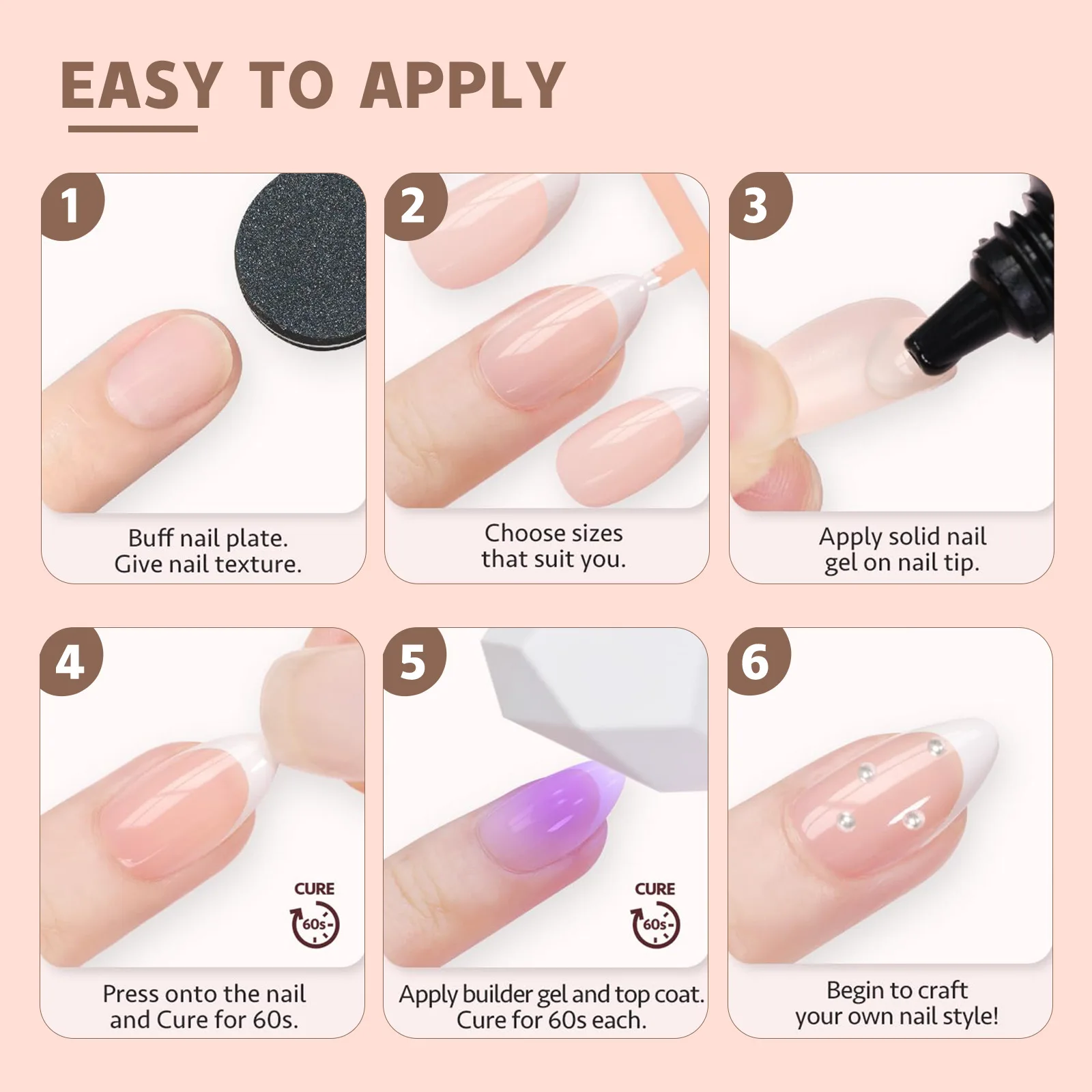 150pcs Multi-size False Nail Press On Acrylic Nails Almond French Wearing Armor Removable Convenient 6 Colors Fake Nail