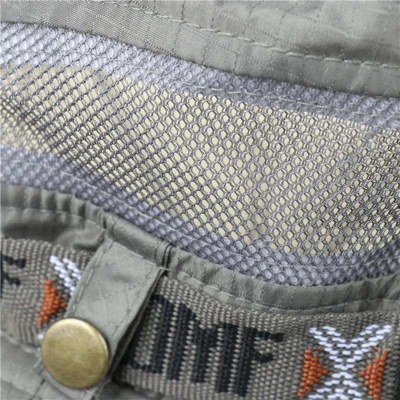 Summer Men Bucket Hat Outdoor UV Protection Wide Brim Panama Safari Hunting Hiking Hat Mesh Fisherman Hat Beach Sunscreen Cap