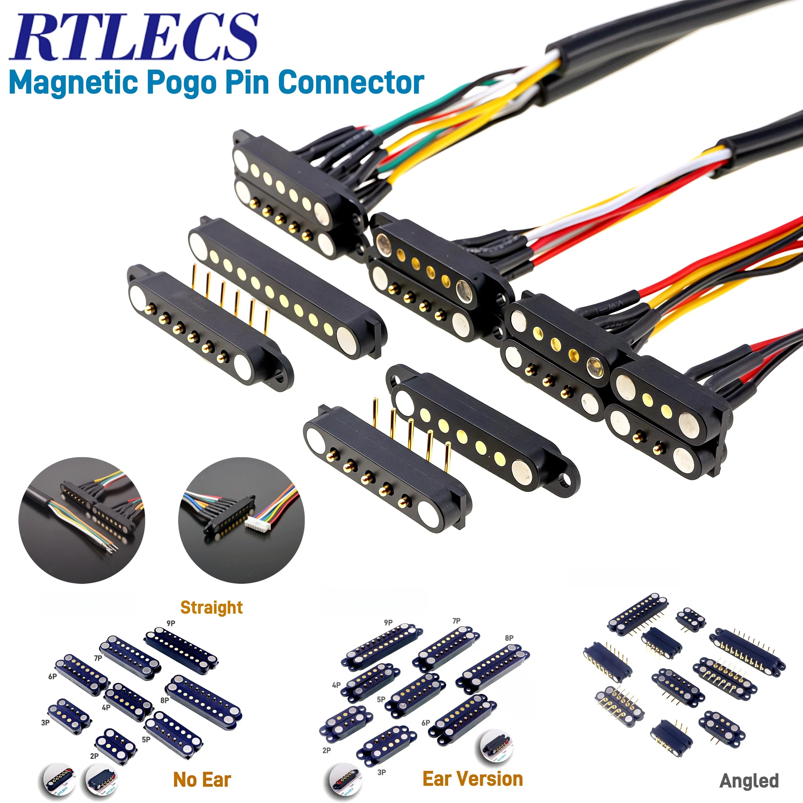 1/3/5 Pair Spring Loaded Male Female 2.54 MM Pitch 2P 3 4 5 6 7 8 9 Pole Through Holes PCB BTB Connector 2A DC Magnetic Pogo Pin