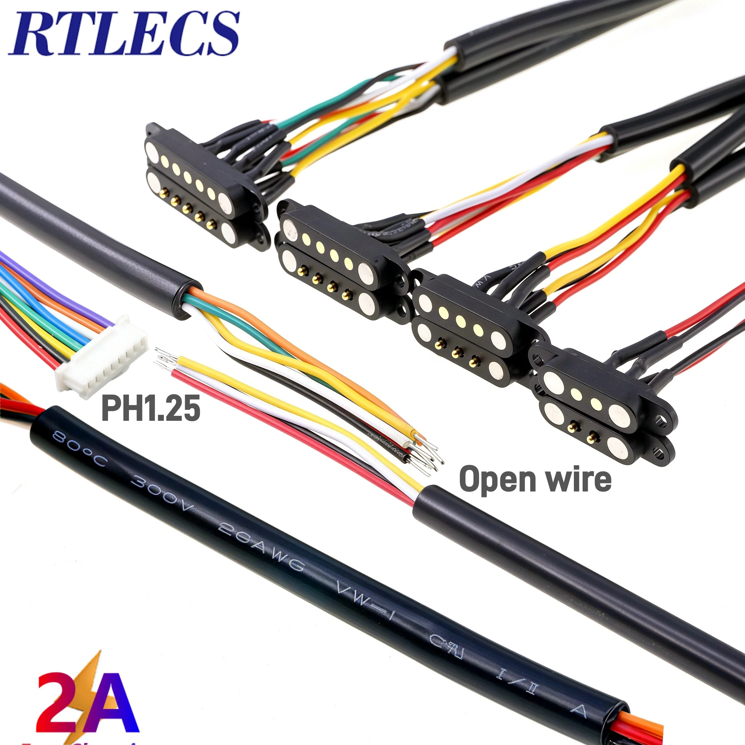 1/3/5 Pair Spring Loaded Male Female 2.54 MM Pitch 2P 3 4 5 6 7 8 9 Pole Through Holes PCB BTB Connector 2A DC Magnetic Pogo Pin