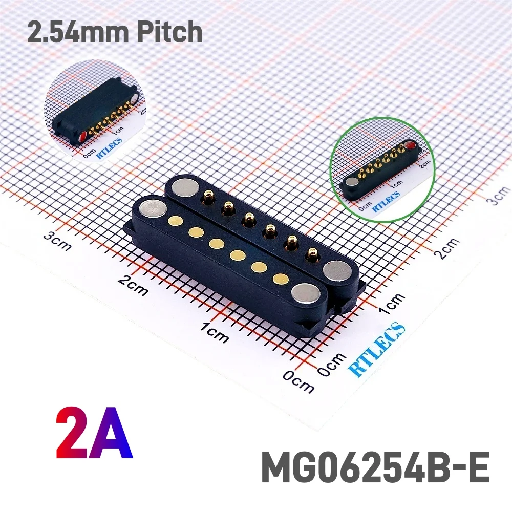 1/3/5 Pair Spring Loaded Male Female 2.54 MM Pitch 2P 3 4 5 6 7 8 9 Pole Through Holes PCB BTB Connector 2A DC Magnetic Pogo Pin