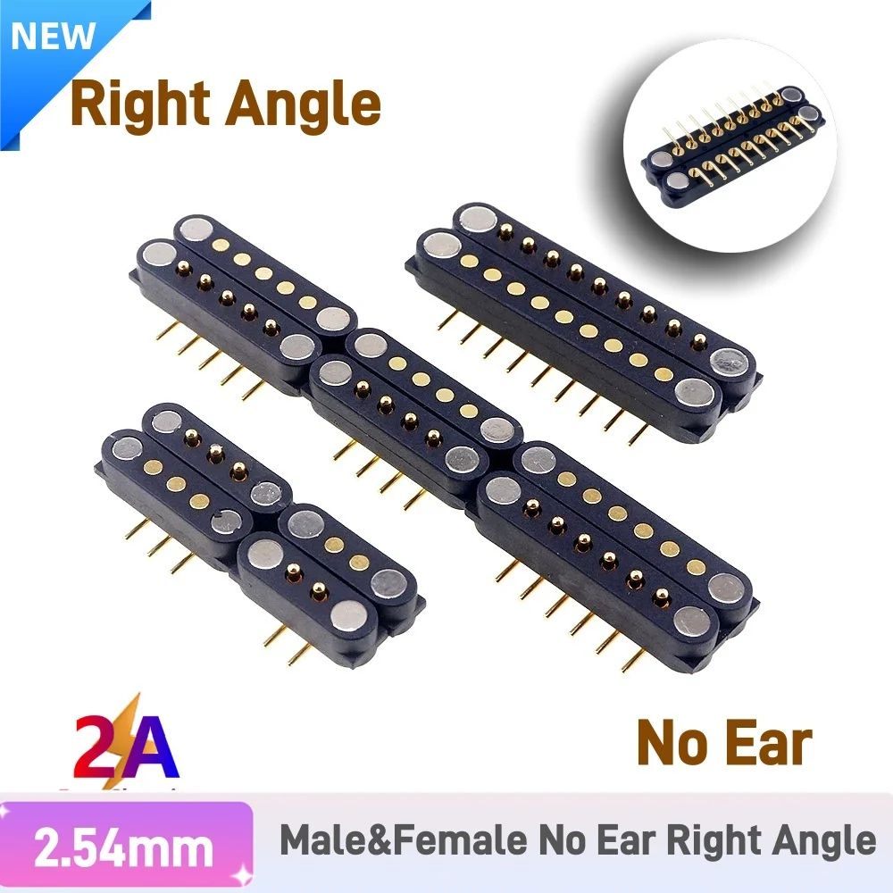 1/3/5 Pair Spring Loaded Male Female 2.54 MM Pitch 2P 3 4 5 6 7 8 9 Pole Through Holes PCB BTB Connector 2A DC Magnetic Pogo Pin