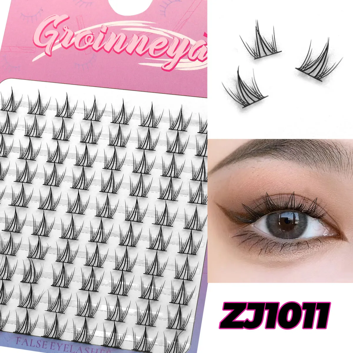 GROINNEYA Cluster Lashes Natural Eyelash extension Volume Individual Lashes Mixed Tray Lashes Cluster Natural DIY Eyelashes