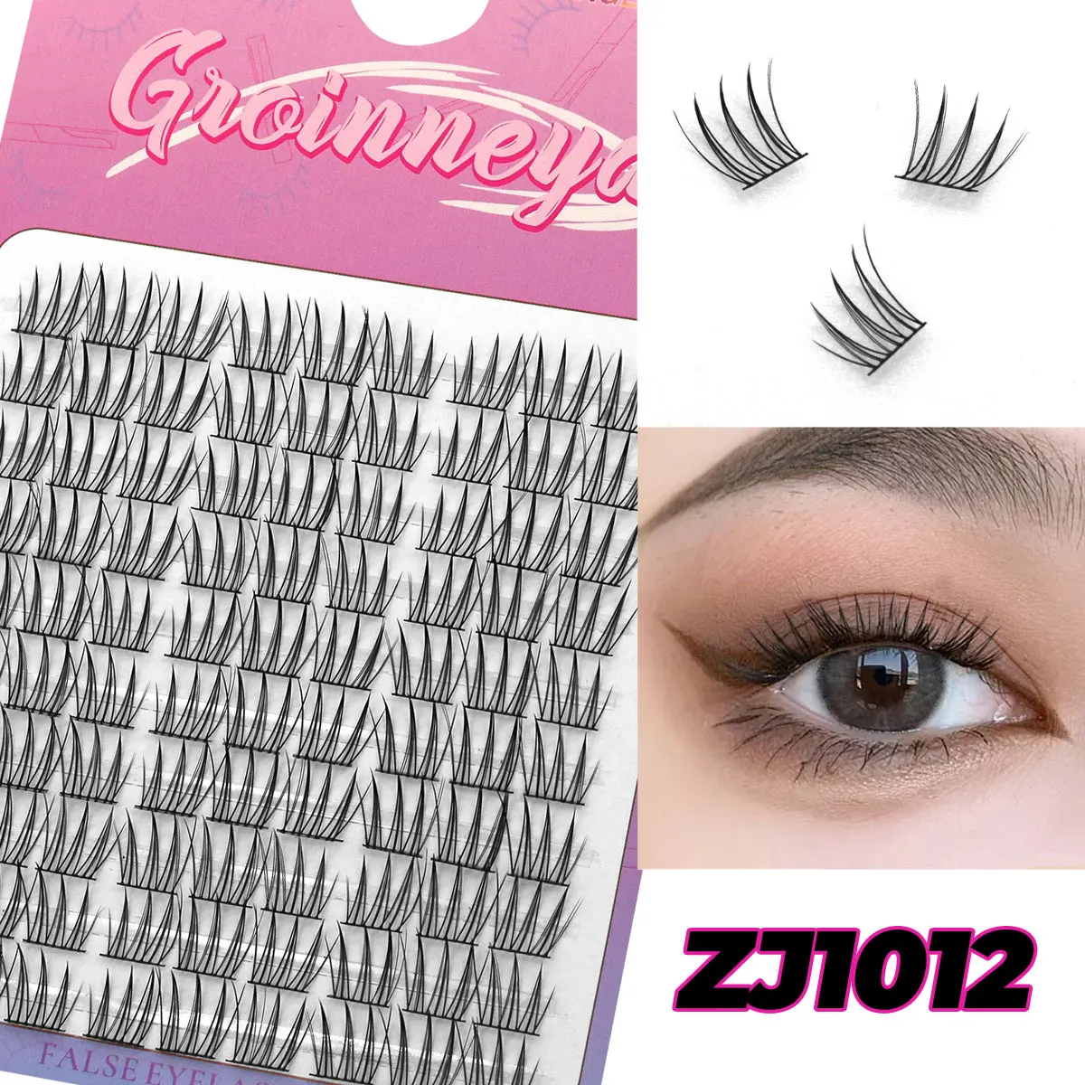 GROINNEYA Cluster Lashes Natural Eyelash extension Volume Individual Lashes Mixed Tray Lashes Cluster Natural DIY Eyelashes