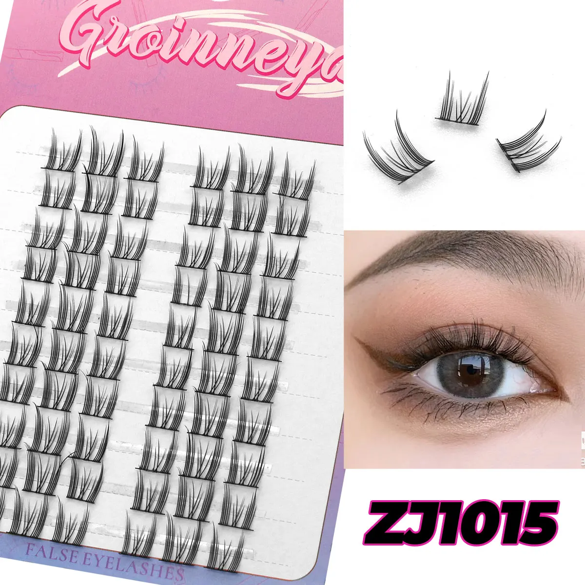 GROINNEYA Cluster Lashes Natural Eyelash extension Volume Individual Lashes Mixed Tray Lashes Cluster Natural DIY Eyelashes
