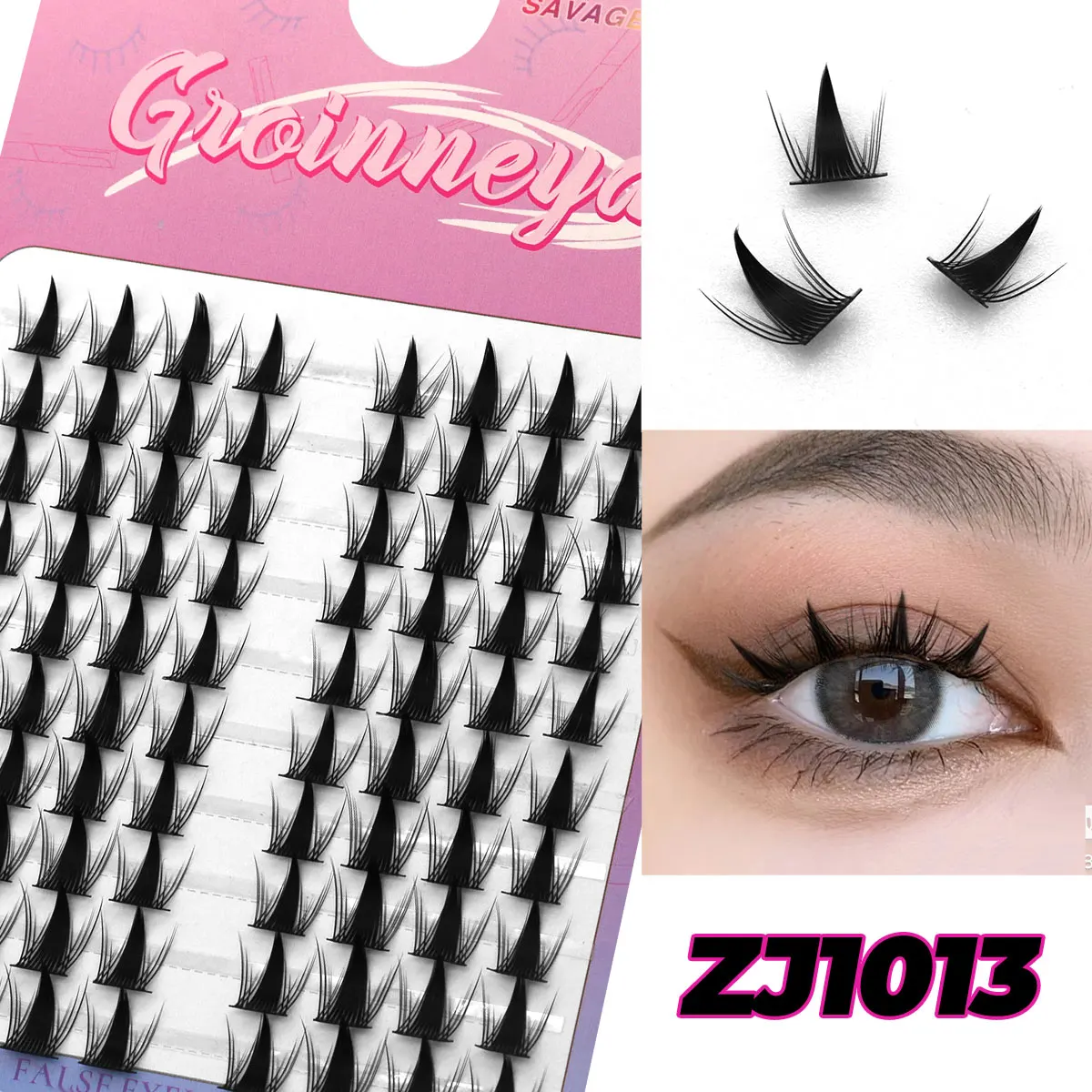 GROINNEYA Cluster Lashes Natural Eyelash extension Volume Individual Lashes Mixed Tray Lashes Cluster Natural DIY Eyelashes