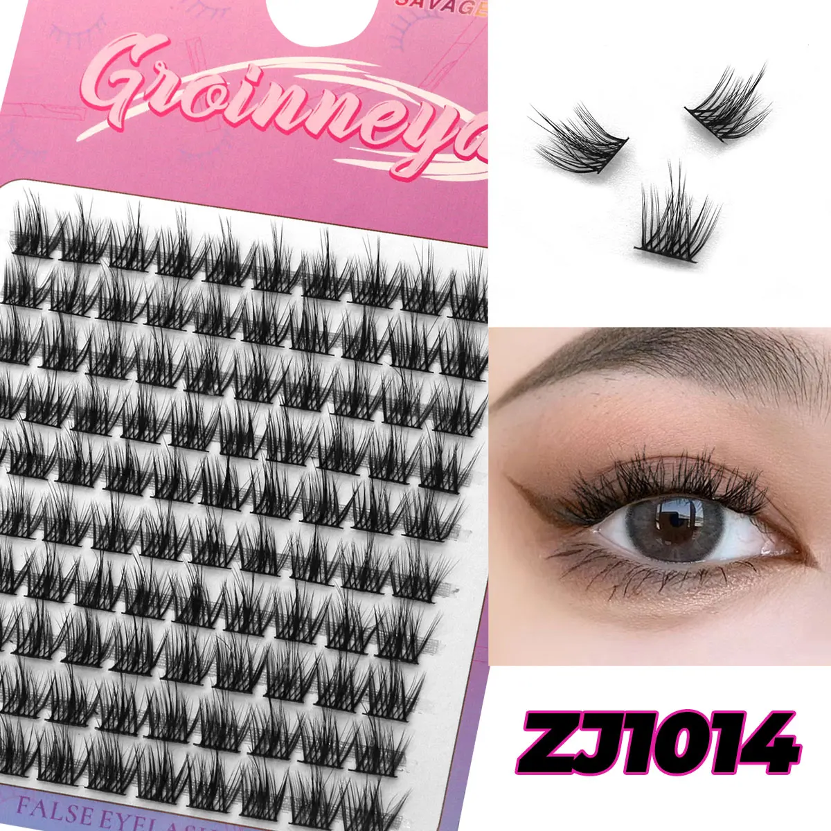 GROINNEYA Cluster Lashes Natural Eyelash extension Volume Individual Lashes Mixed Tray Lashes Cluster Natural DIY Eyelashes