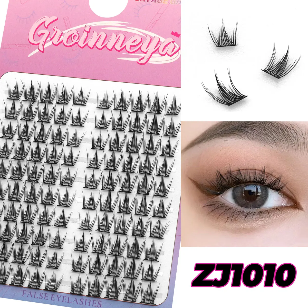 GROINNEYA Cluster Lashes Natural Eyelash extension Volume Individual Lashes Mixed Tray Lashes Cluster Natural DIY Eyelashes