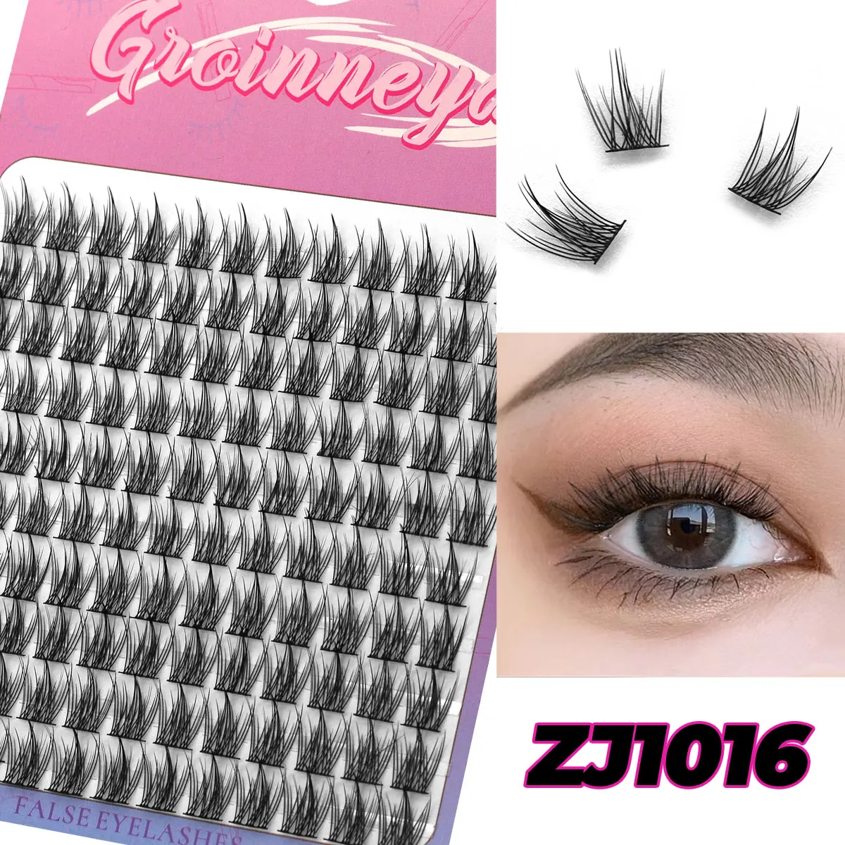 GROINNEYA Cluster Lashes Natural Eyelash extension Volume Individual Lashes Mixed Tray Lashes Cluster Natural DIY Eyelashes