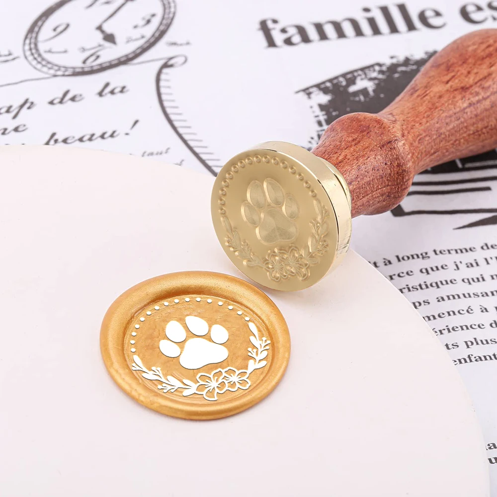 Sun Drinking Mushroom Moon Plants Book Dog Wax Seal Stamp Removable Round Brass Head For Decor Gifts Weddings Envelopes