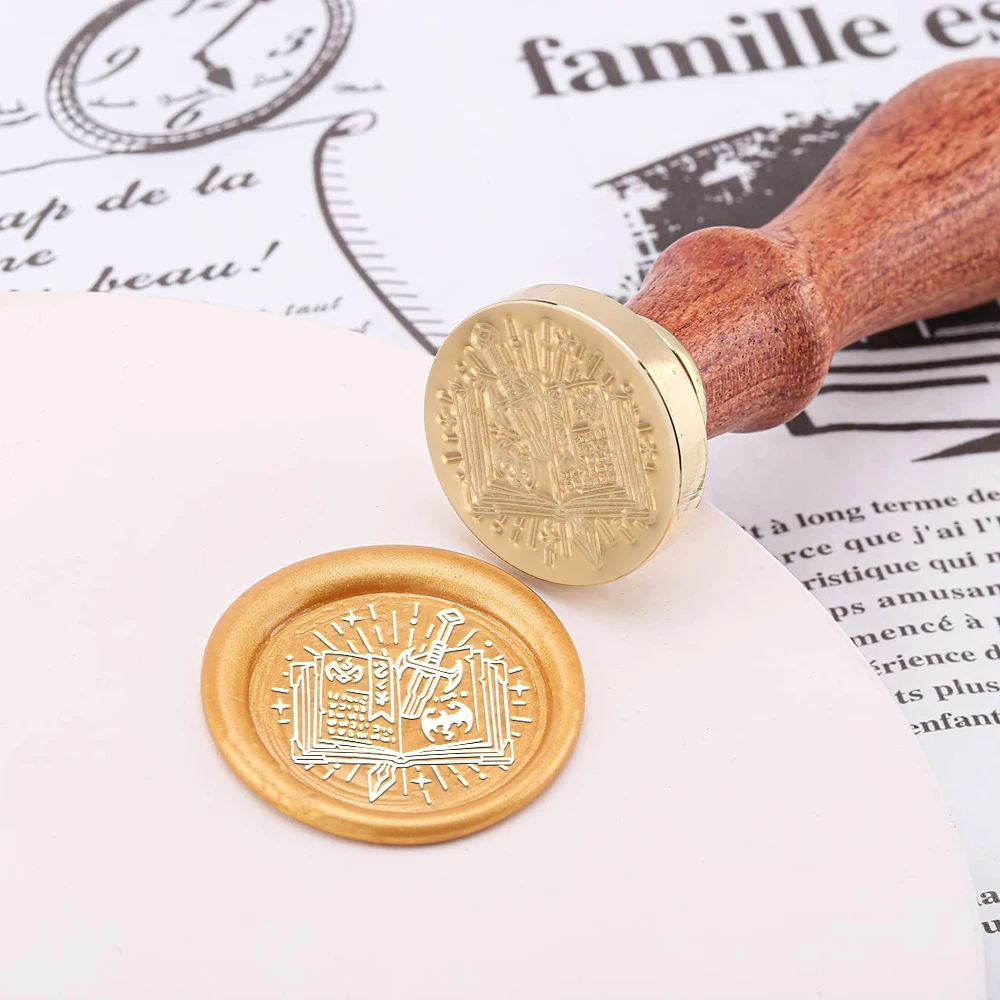Sun Drinking Mushroom Moon Plants Book Dog Wax Seal Stamp Removable Round Brass Head For Decor Gifts Weddings Envelopes
