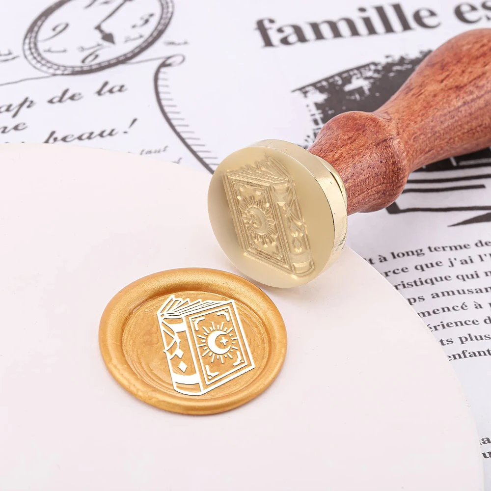 Sun Drinking Mushroom Moon Plants Book Dog Wax Seal Stamp Removable Round Brass Head For Decor Gifts Weddings Envelopes