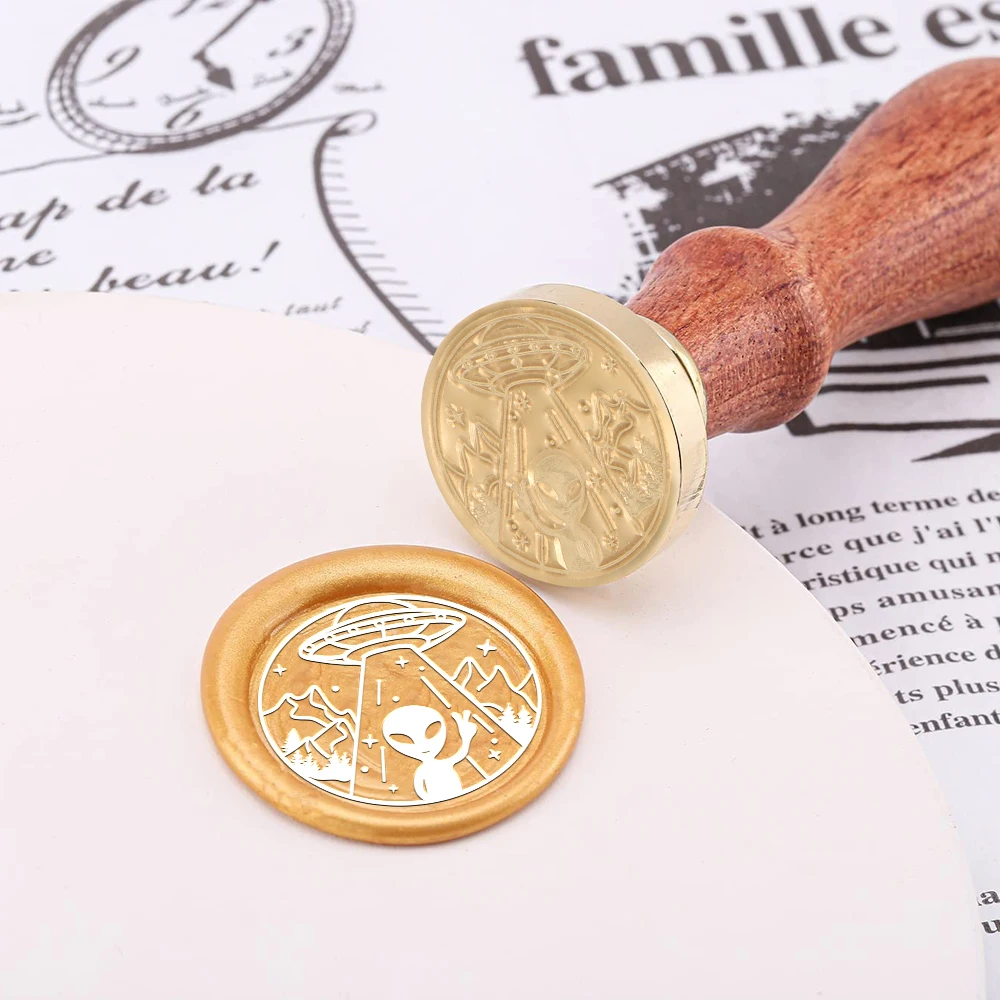 Sun Drinking Mushroom Moon Plants Book Dog Wax Seal Stamp Removable Round Brass Head For Decor Gifts Weddings Envelopes