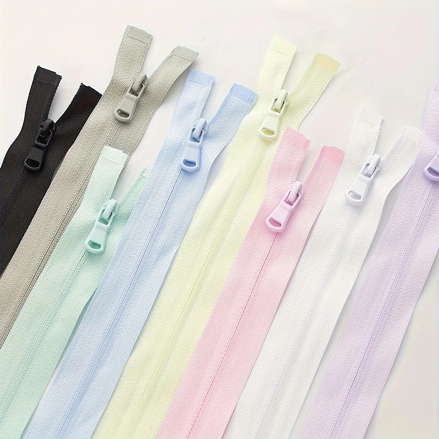 (10pcs)3# Sun-protective Clothing Zipper Single Open Tail Color Sportswear Clothing Reverse Nylon Zipper Multi-size