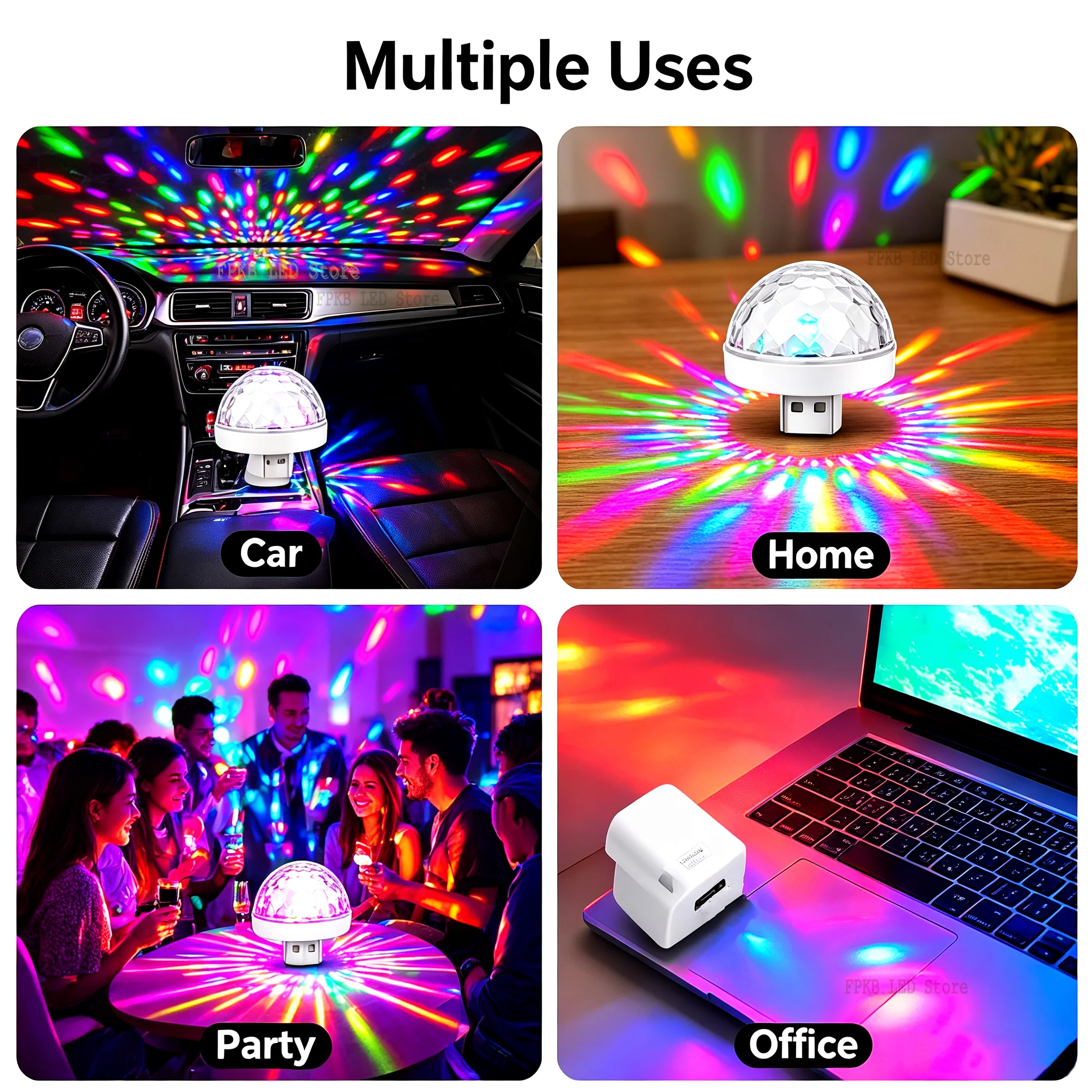 USB LED Disco DJStage Car Light Portable Family Party Ball Colorful Light Bar Club Stage Effect Lamp Mobile Phone Lighting