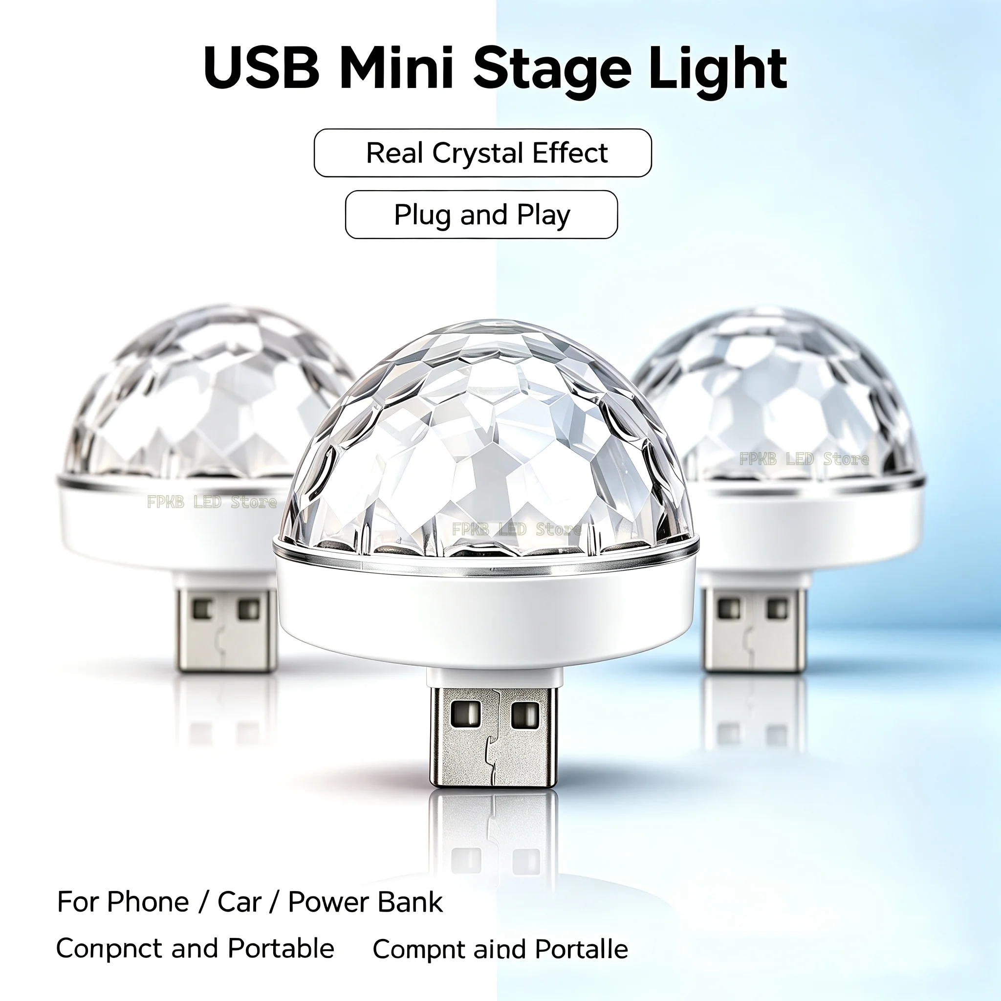 USB LED Disco DJStage Car Light Portable Family Party Ball Colorful Light Bar Club Stage Effect Lamp Mobile Phone Lighting