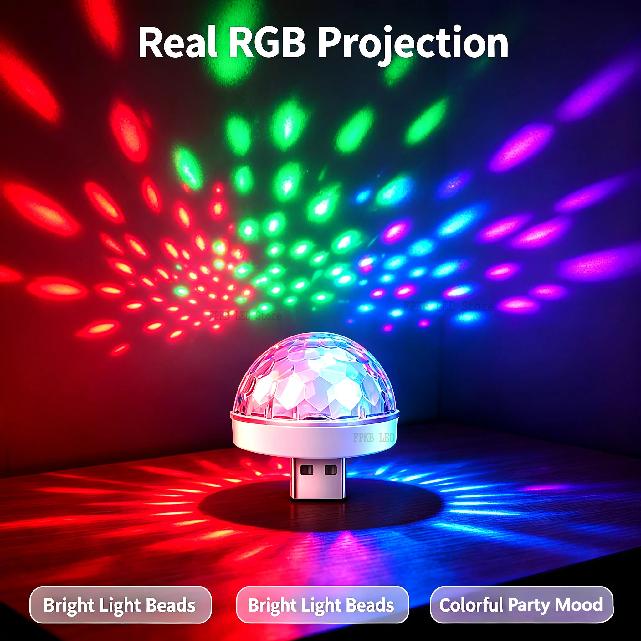 USB LED Disco DJStage Car Light Portable Family Party Ball Colorful Light Bar Club Stage Effect Lamp Mobile Phone Lighting