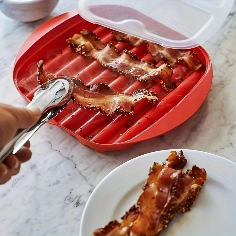 1pc Microwave Bacon Maker Microwavable Bacon Grill, Bacon Tray, Pizza Tray, Sauce Tray, Microwave Oven Cooker