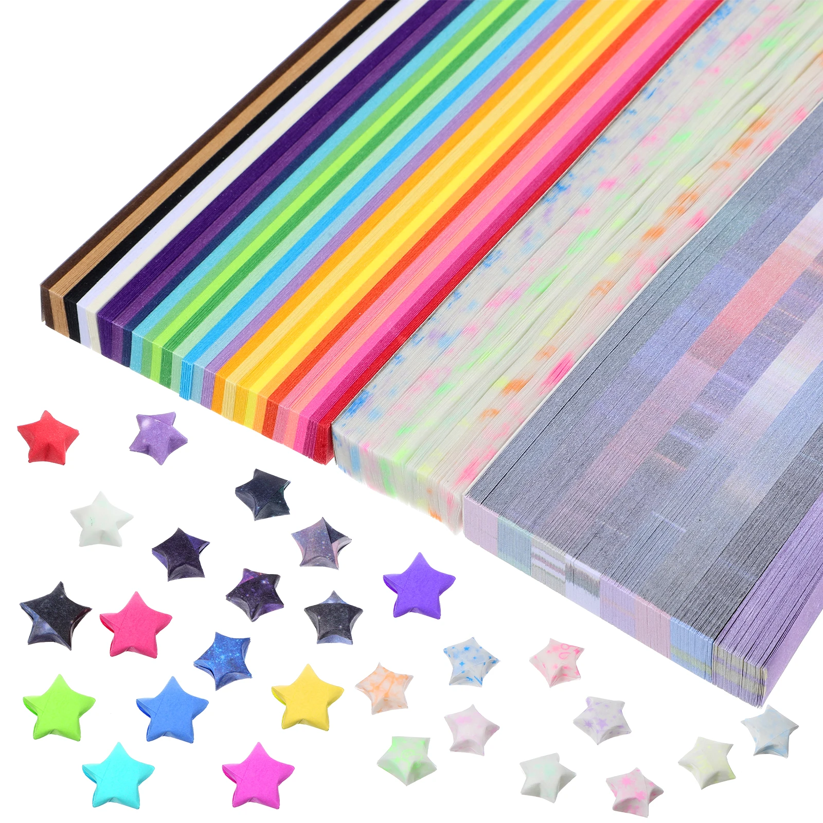 1290 Pcs Sky Gradient Origami Star Paper Strips Glow In The Dark 12 And 27Colors Mixed Sturdy Abundant Craft Paper For Party