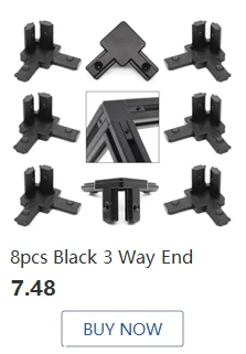 8pcs Black 3 Way End Angle Bracket Connectors For Europe Standard Aluminium Extrusion Profile 2020 Series Socket 6mm With Screws