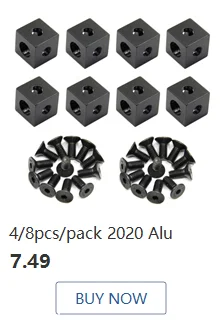 8pcs Black 3 Way End Angle Bracket Connectors For Europe Standard Aluminium Extrusion Profile 2020 Series Socket 6mm With Screws