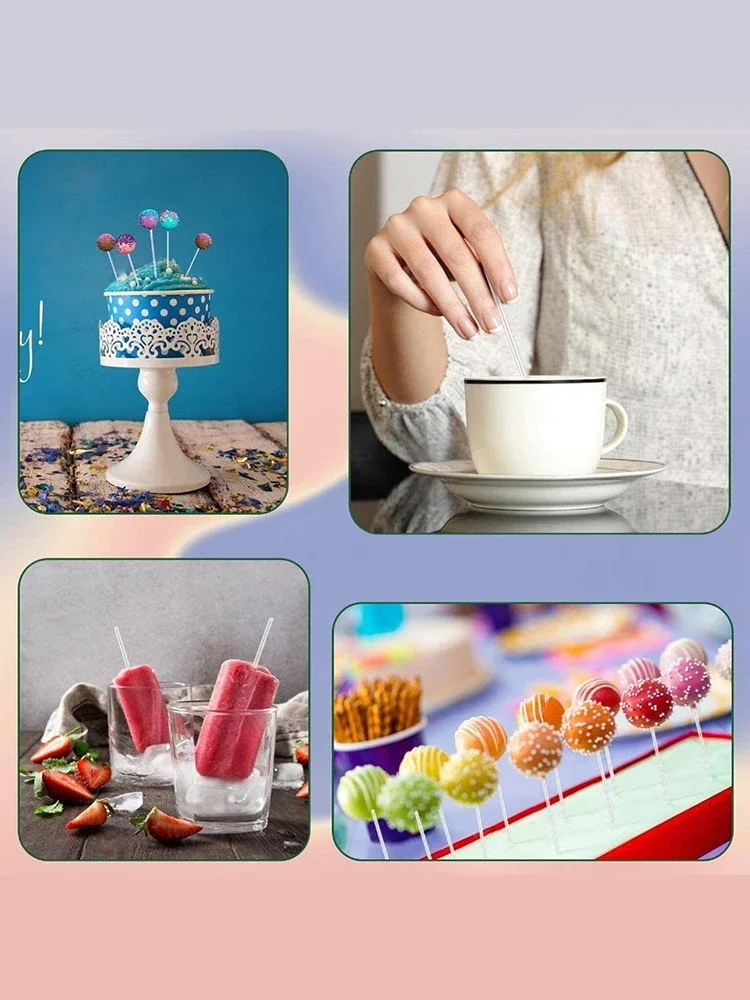 50/100Pcs Chocolate White Acrylic Lollipop Stick Great Reusable Candy Dessert Bakeware Kitchen Dining Bar Home Garden