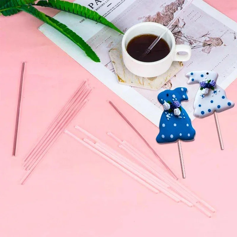 50/100Pcs Chocolate White Acrylic Lollipop Stick Great Reusable Candy Dessert Bakeware Kitchen Dining Bar Home Garden