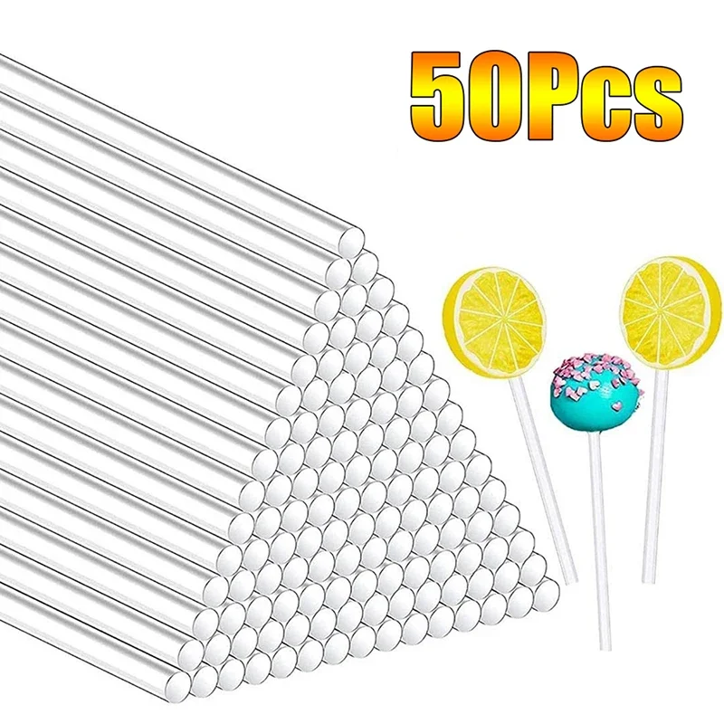 50/100Pcs Chocolate White Acrylic Lollipop Stick Great Reusable Candy Dessert Bakeware Kitchen Dining Bar Home Garden