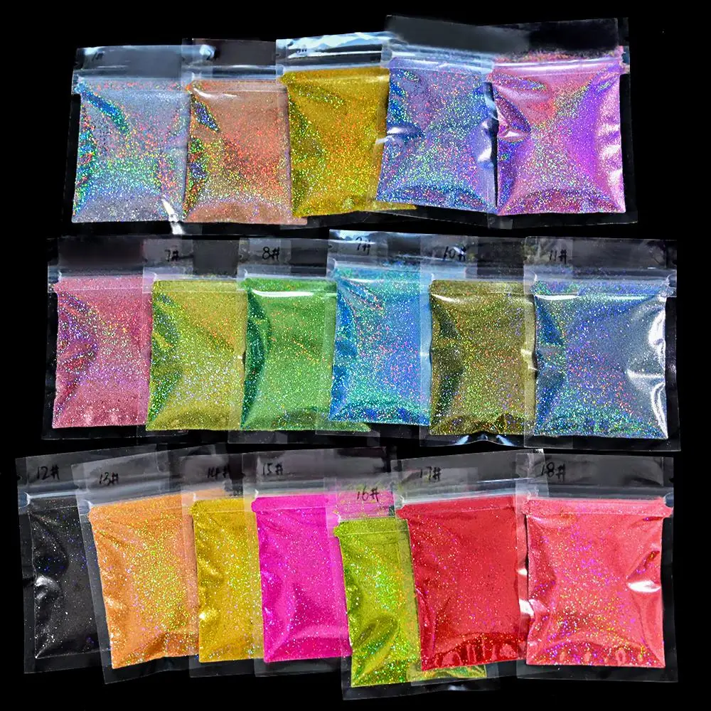 10g/50g 0.2mm Nail Art Laser Chrome Glitter Powder Sparkly Holographic Nail Pigment for Nail Gel Polish Reflective Laser Glitter