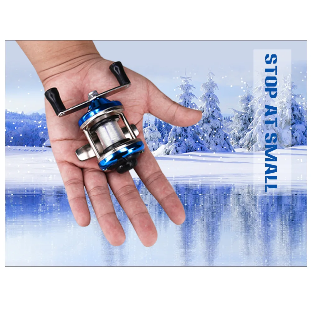2024 New Mini Winter Ice Fishing Wheel Double Rocker Arm Metal Main Body With Line Manufacturers Wholesale