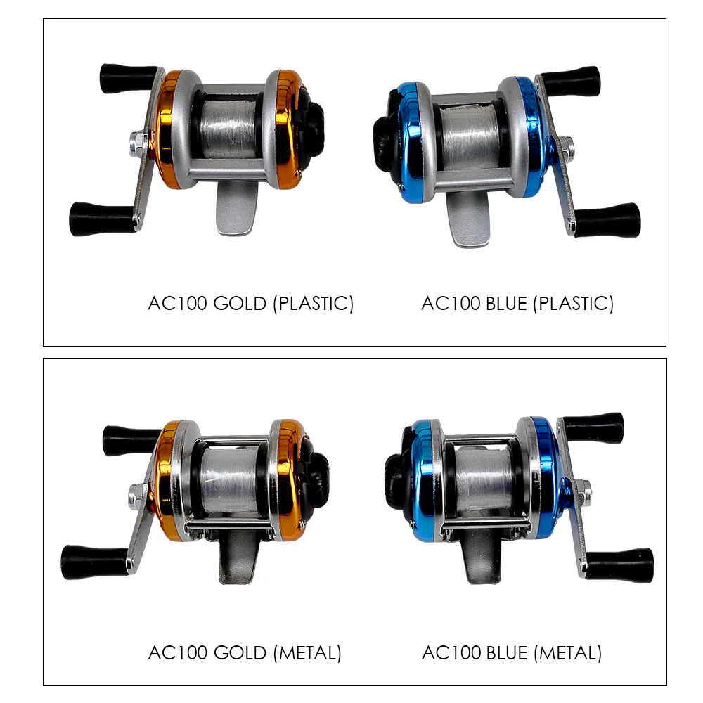 2024 New Mini Winter Ice Fishing Wheel Double Rocker Arm Metal Main Body With Line Manufacturers Wholesale