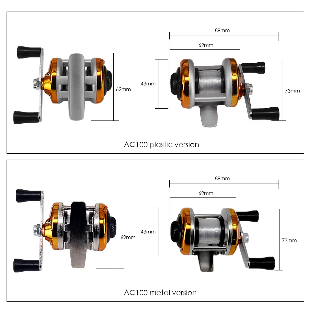 2024 New Mini Winter Ice Fishing Wheel Double Rocker Arm Metal Main Body With Line Manufacturers Wholesale