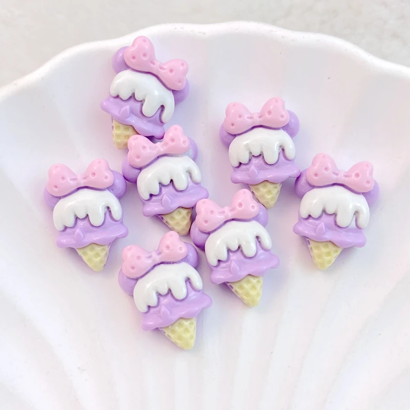 20Pcs New Cute Cartoon Ice Cream Series Flat Back Ornament Jewelry Bows Accessories Free Shipping