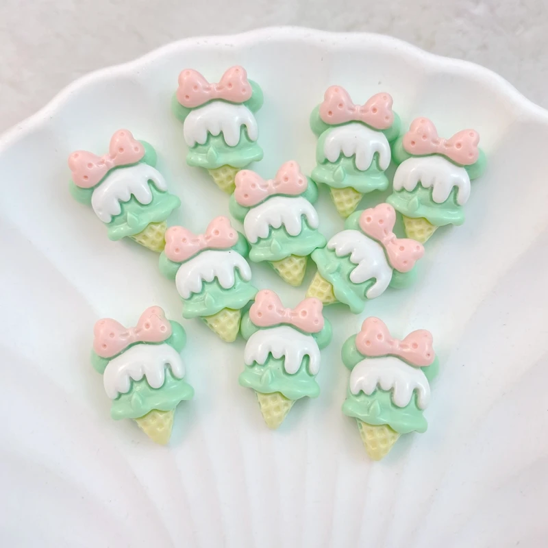 20Pcs New Cute Cartoon Ice Cream Series Flat Back Ornament Jewelry Bows Accessories Free Shipping