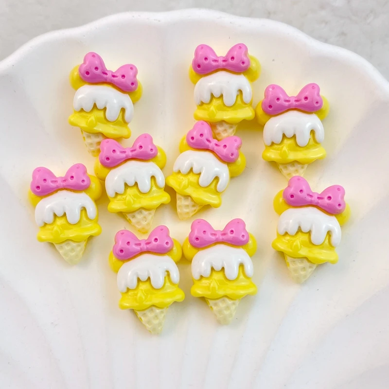 20Pcs New Cute Cartoon Ice Cream Series Flat Back Ornament Jewelry Bows Accessories Free Shipping