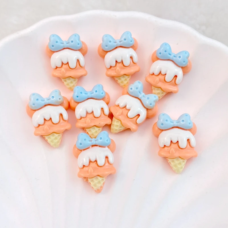 20Pcs New Cute Cartoon Ice Cream Series Flat Back Ornament Jewelry Bows Accessories Free Shipping