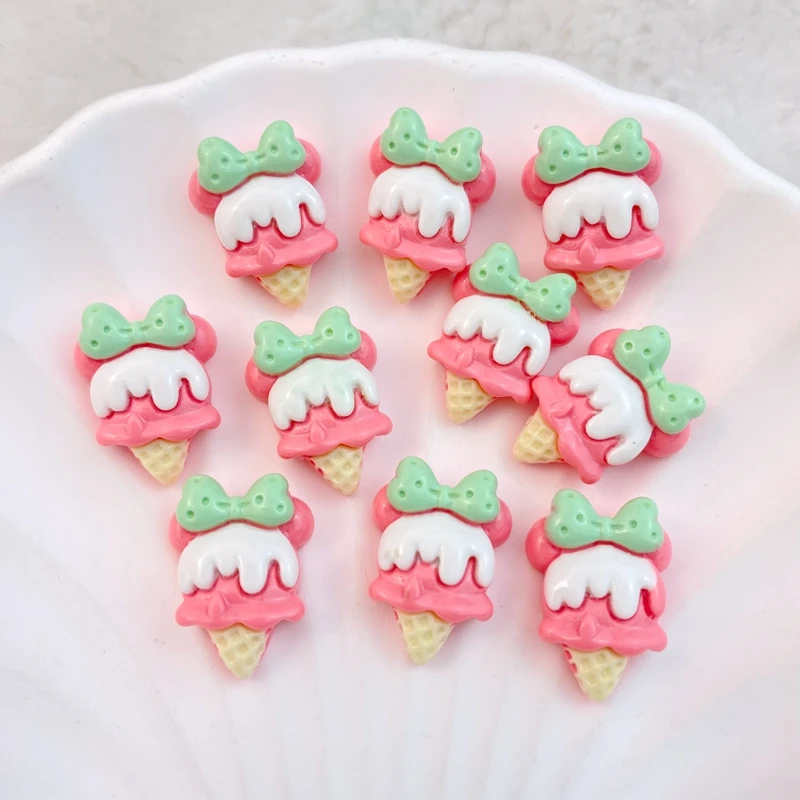 20Pcs New Cute Cartoon Ice Cream Series Flat Back Ornament Jewelry Bows Accessories Free Shipping