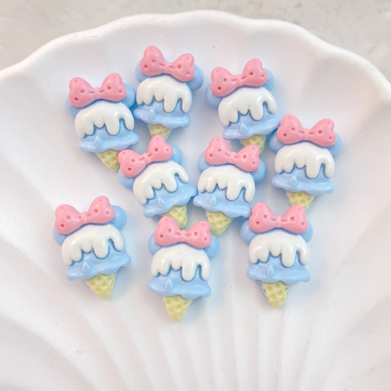 20Pcs New Cute Cartoon Ice Cream Series Flat Back Ornament Jewelry Bows Accessories Free Shipping