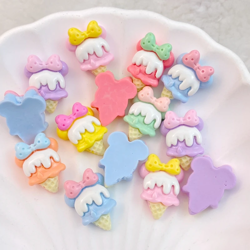 20Pcs New Cute Cartoon Ice Cream Series Flat Back Ornament Jewelry Bows Accessories Free Shipping