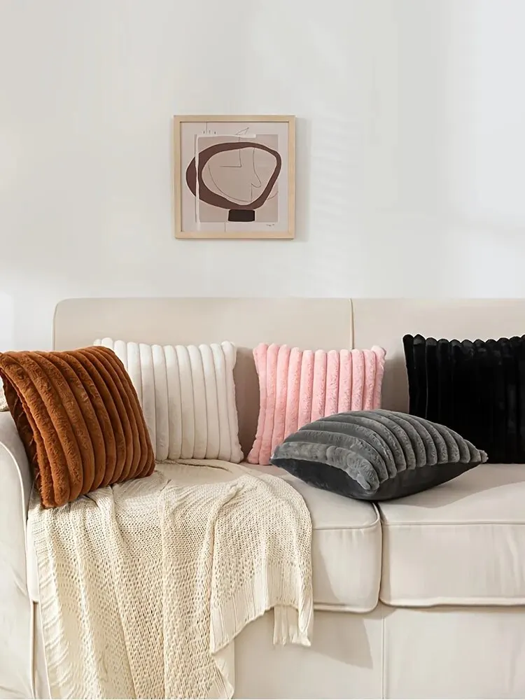 1pc Stripe Corduroy Pillow Case Creative Home Fabric PillowCushion For Sofa Bedroom Car, Home Decoration Home Decor Room Decor
